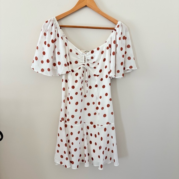 Abercrombie & Fitch Flutter Sleeve Keyhole
Mini Dress Polka Dot Brown Ivory S - Picture 3 of 15